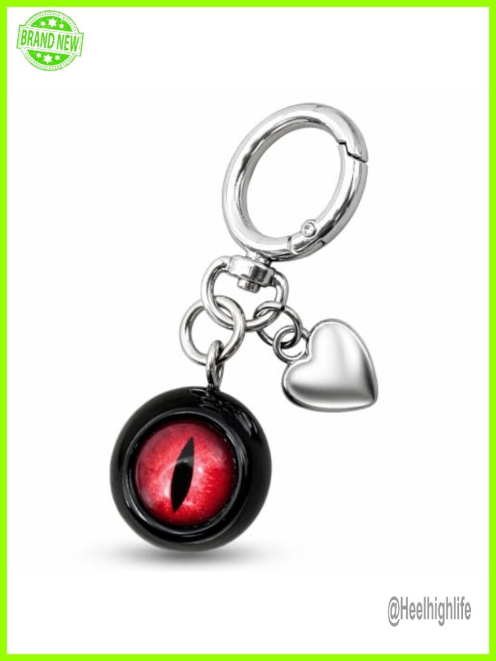Goth Eyeball Keychain Resin Heart Charm Halloween Bag Charm
